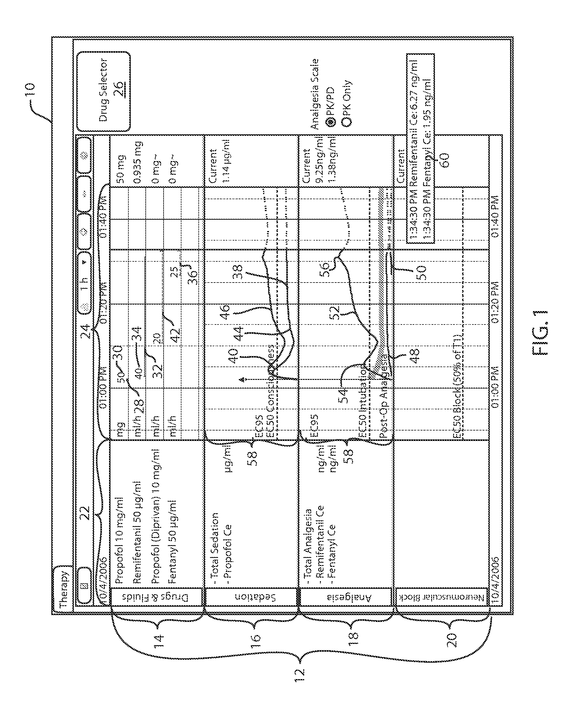 System and method of safely displaying PK/PD anesthetic drug models
