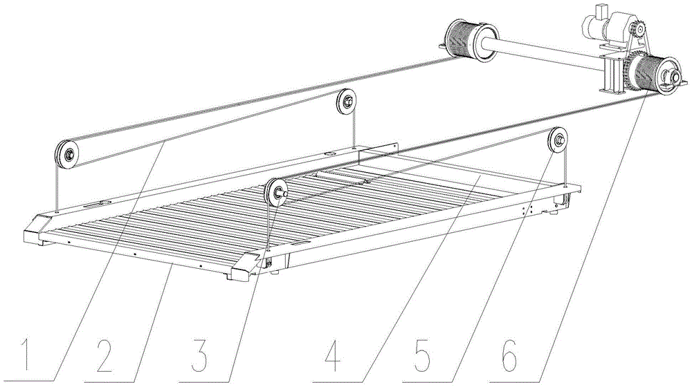 A winch-driven wire rope hoisting and fixing device