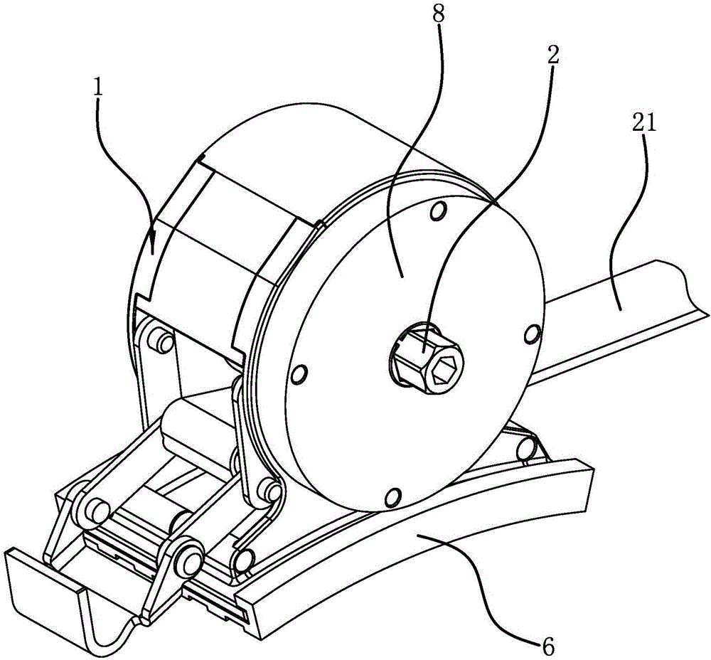 Automatic take-up mechanism for wheel fixer
