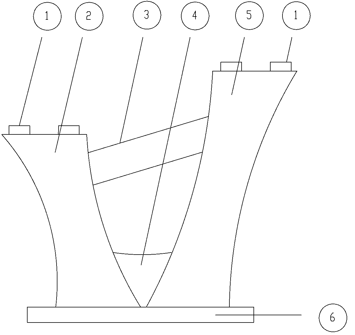 Unequal-height V-shaped bridge pier