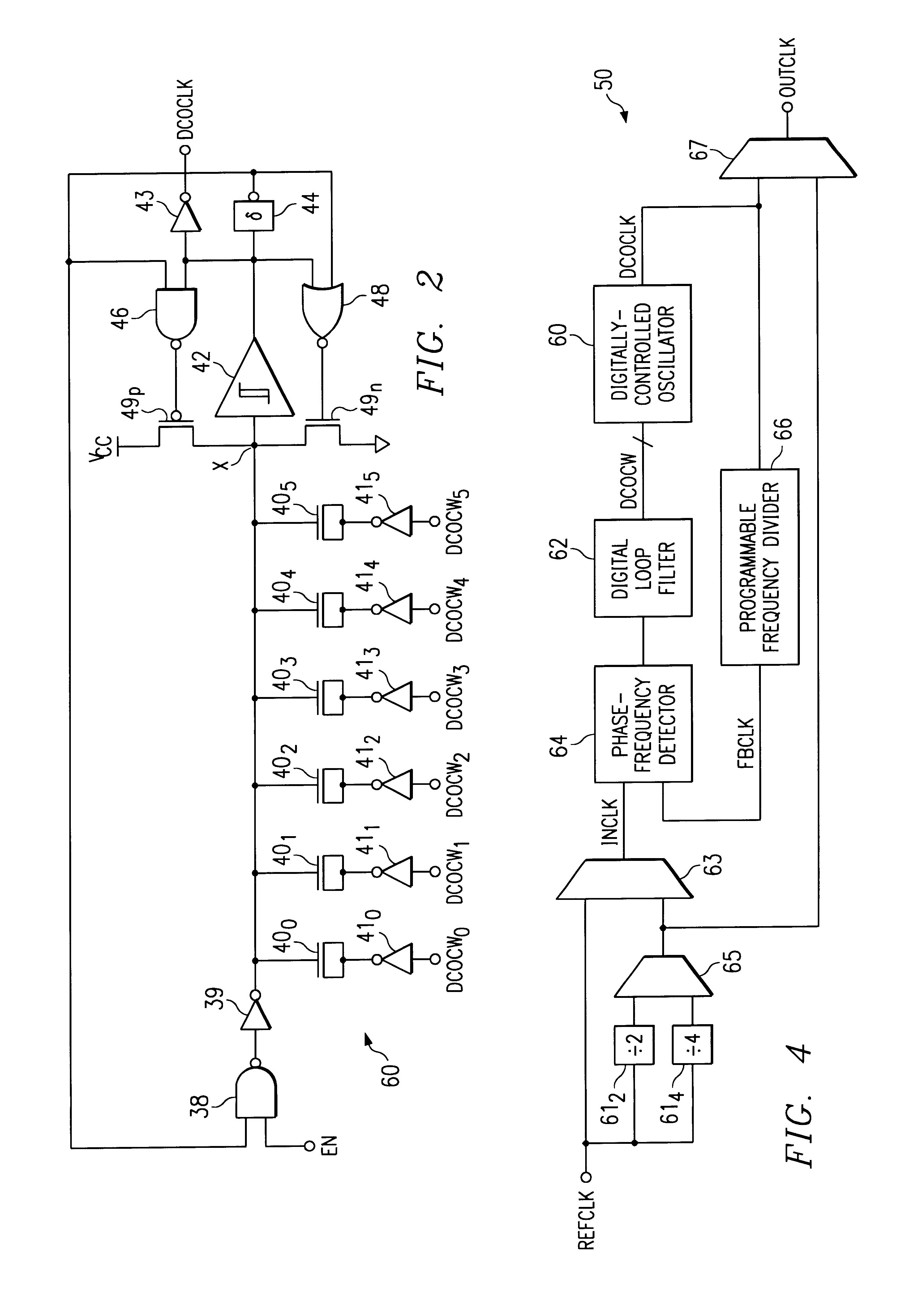 Digitally-controlled oscillator with switched-capacitor frequency selection