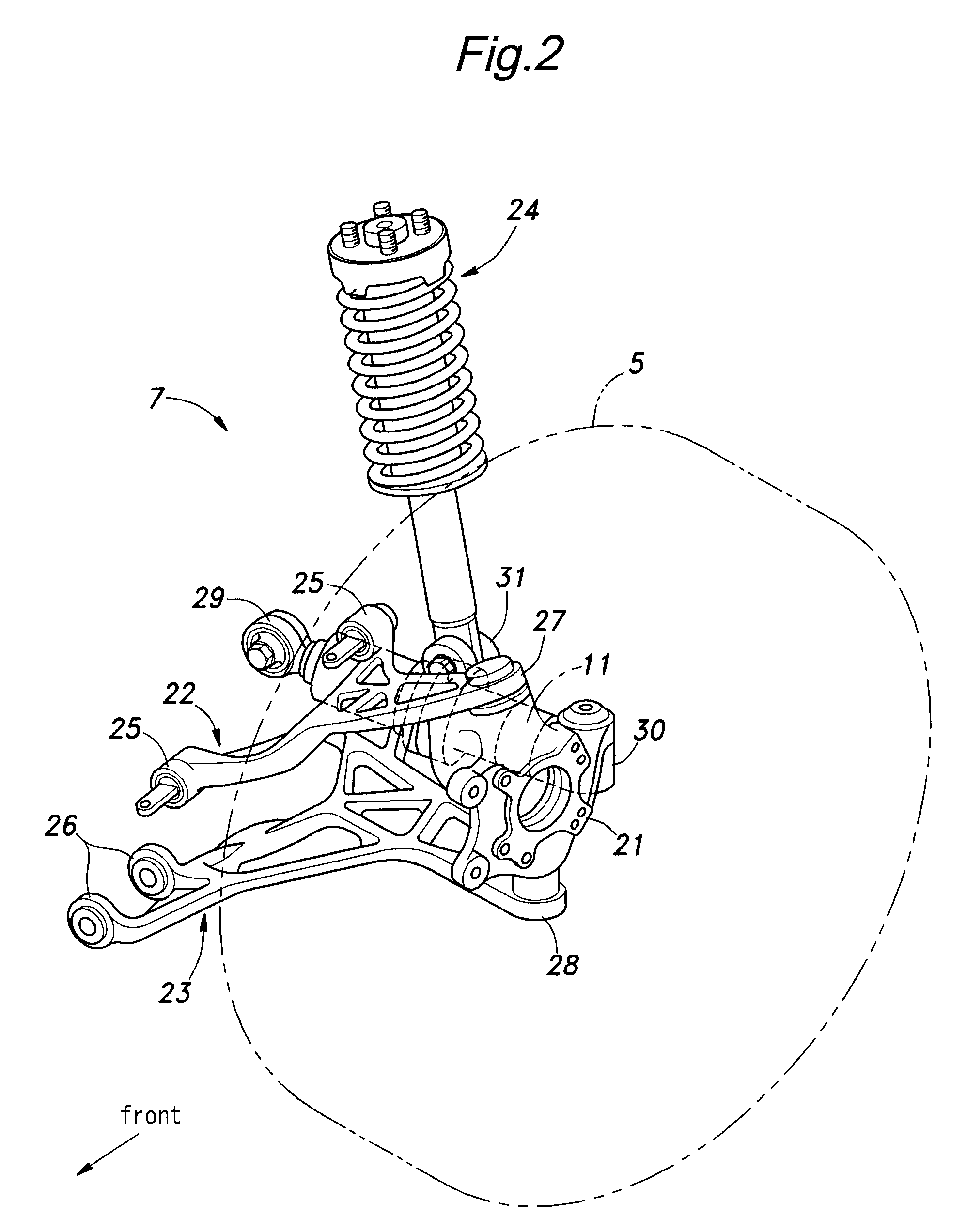 Vehicle with a variable rear toe angle