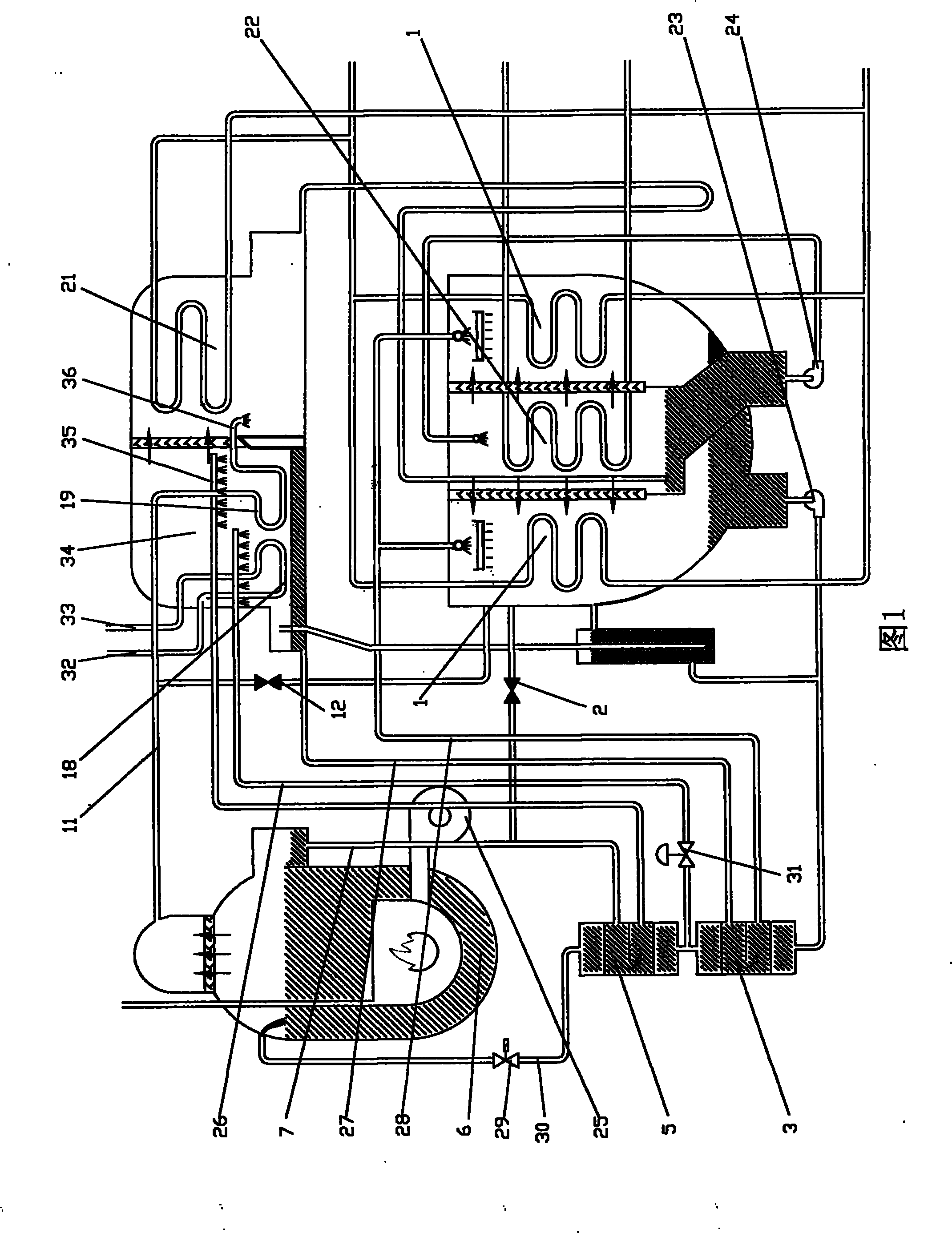 Hot-water direct-fired lithium bromide absorption type cold water and cold-hot water unit