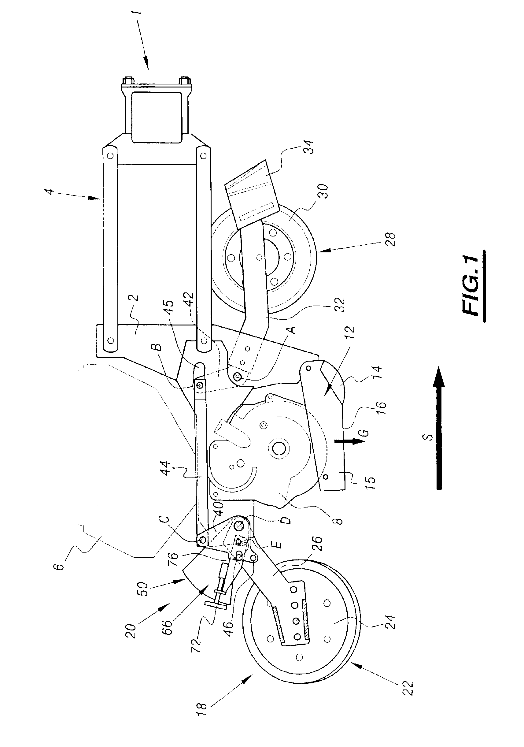 Seed drill element having improved topsoiling means