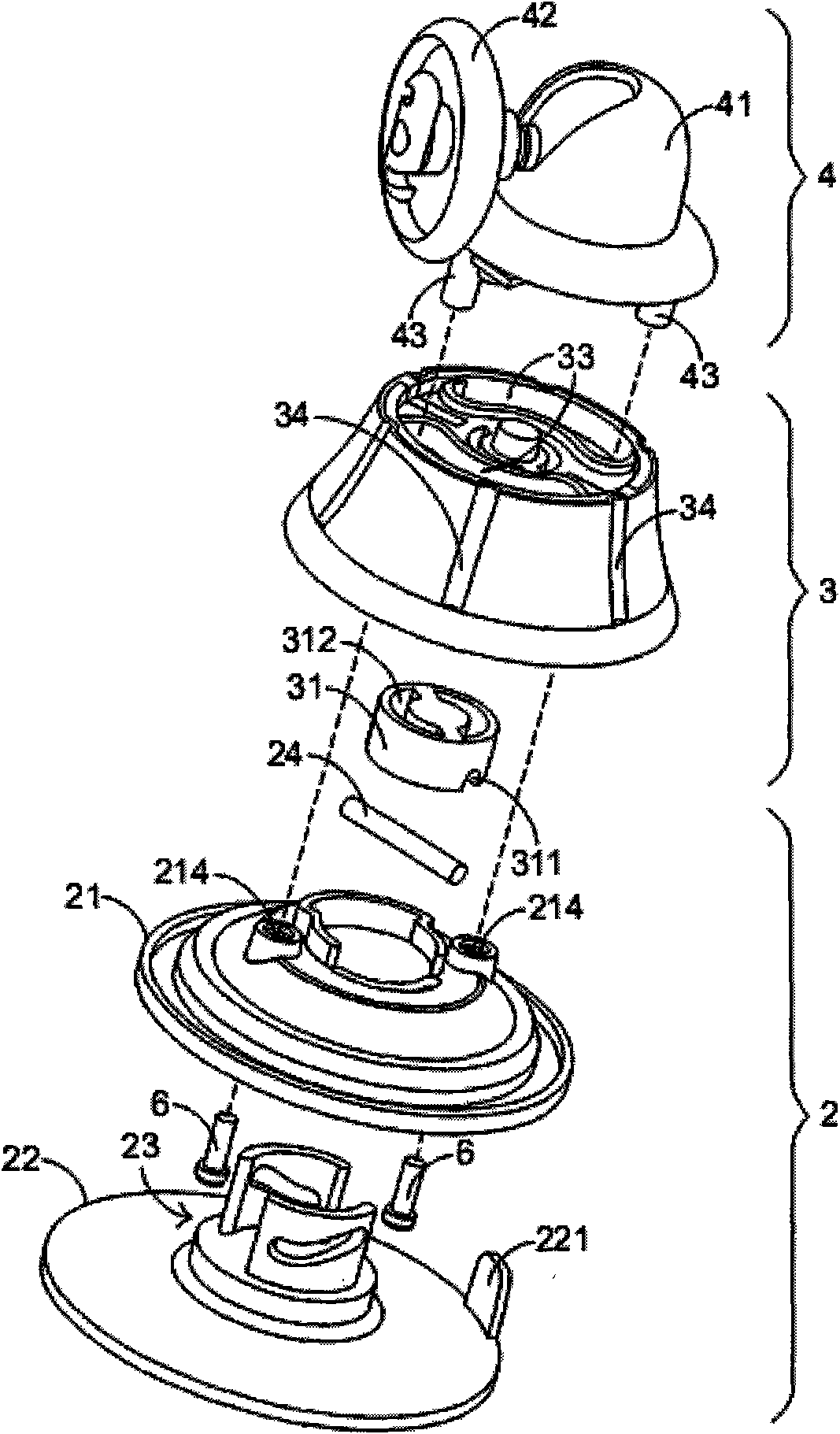 Sucker assembly and fixing device comprising same