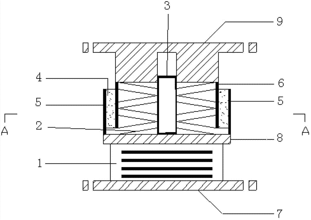 Composite three-dimensional shock isolation support of sandwich rubber-high damping disc spring