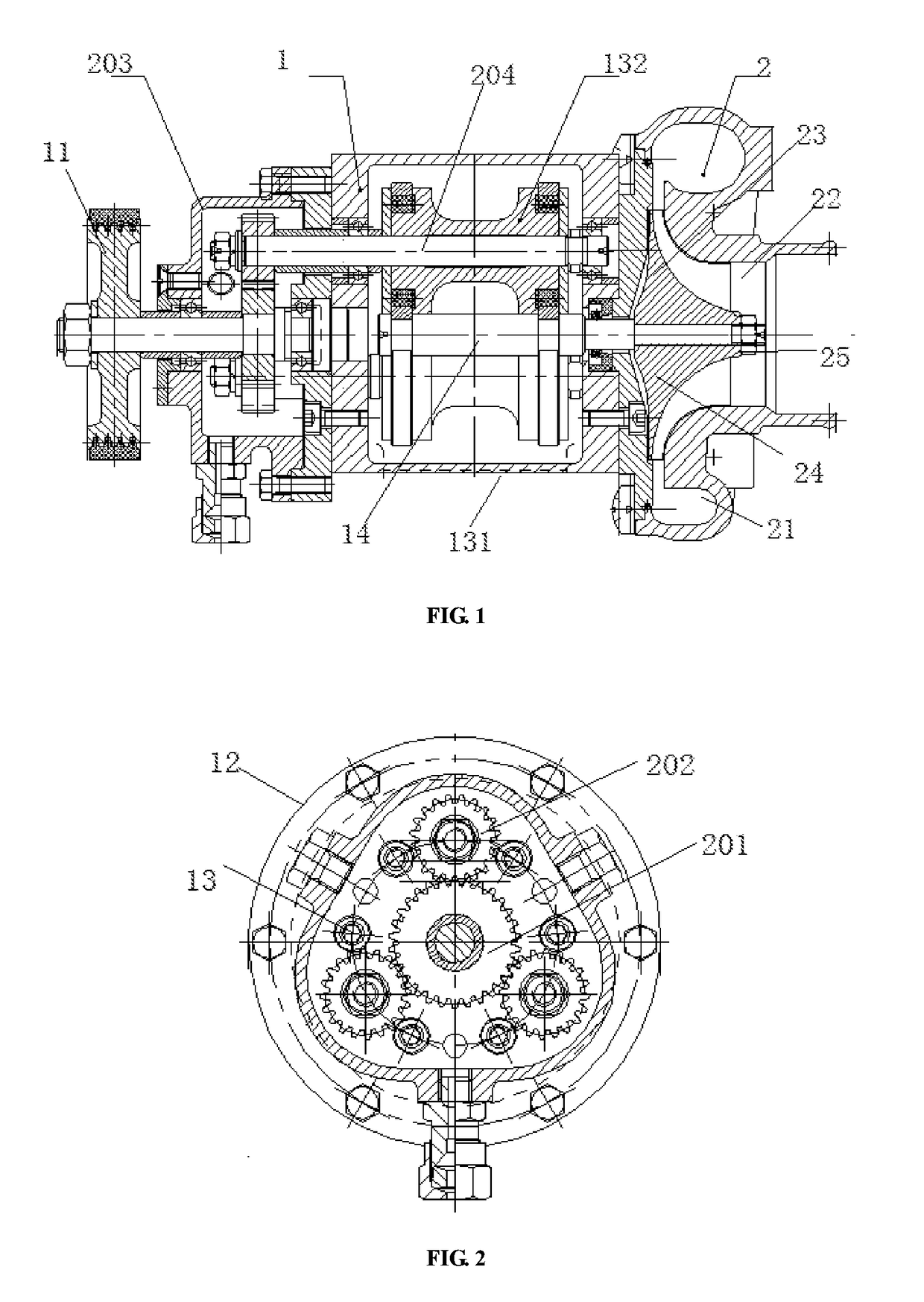 High-transmission-ratio suspension shaft centrifugal supercharger with planetary gear mechanism