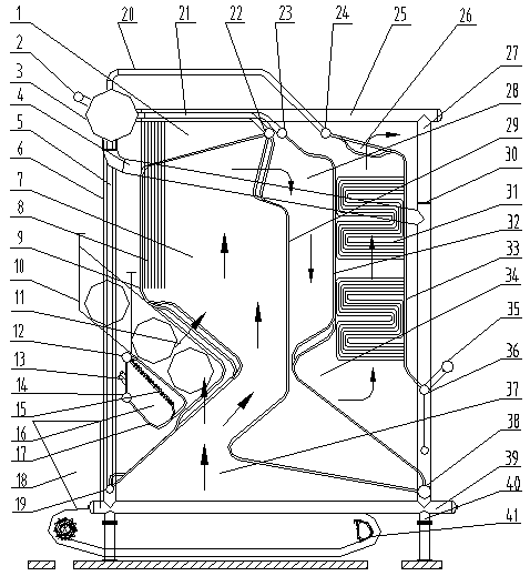 Double-furnace combined combustion settling chamber corner-tube boiler