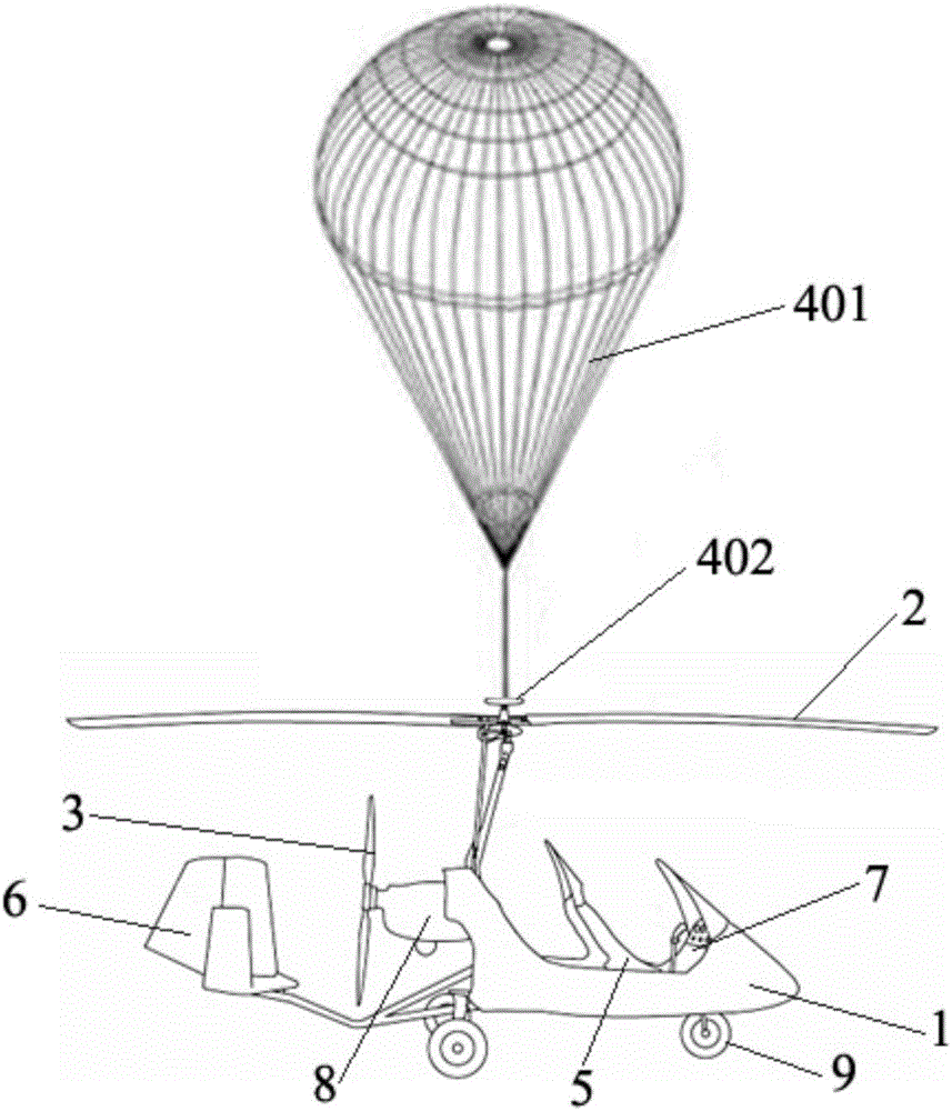 Parachuting autogyro and method thereof