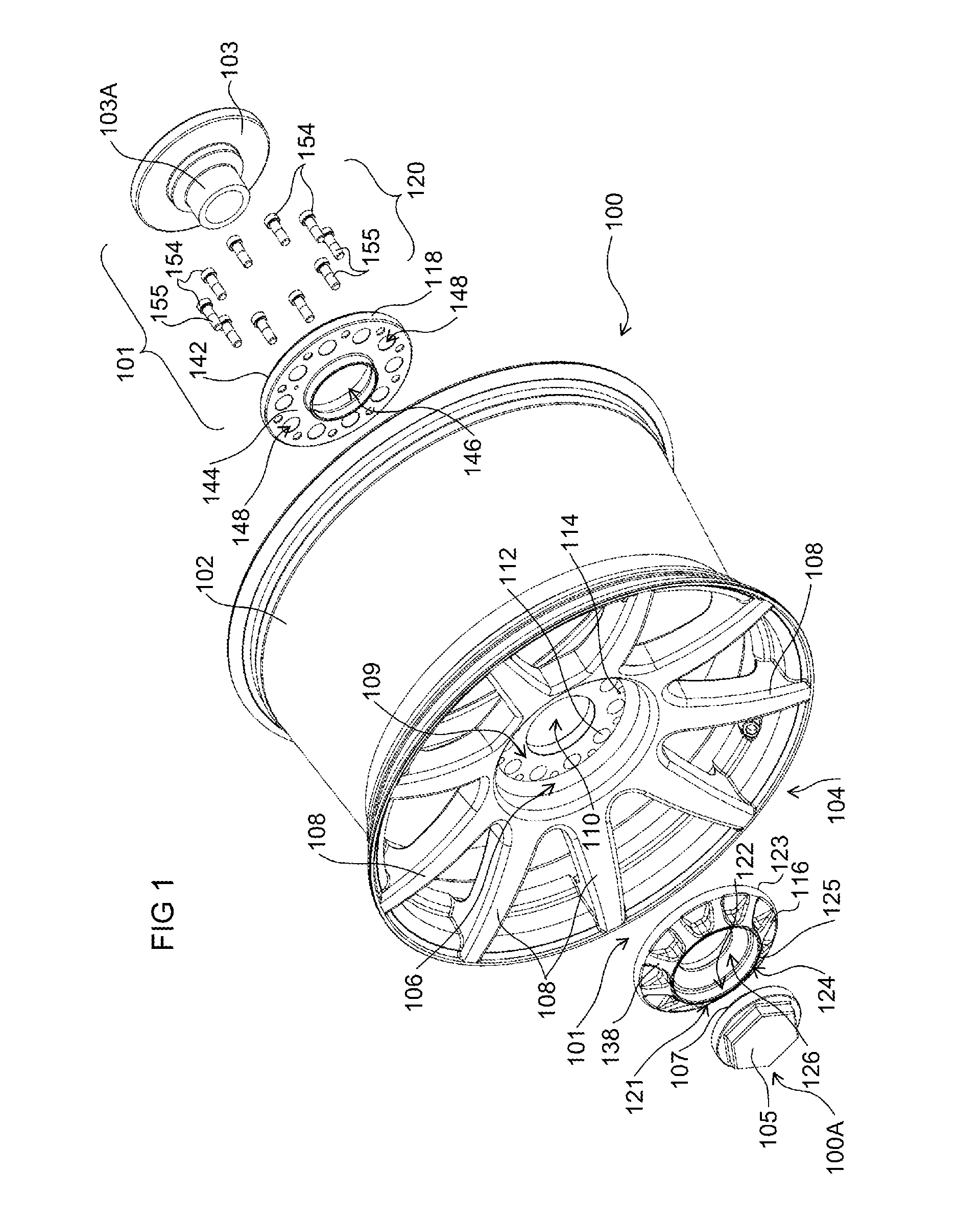 Centre-lock attachment arrangement for composite wheels