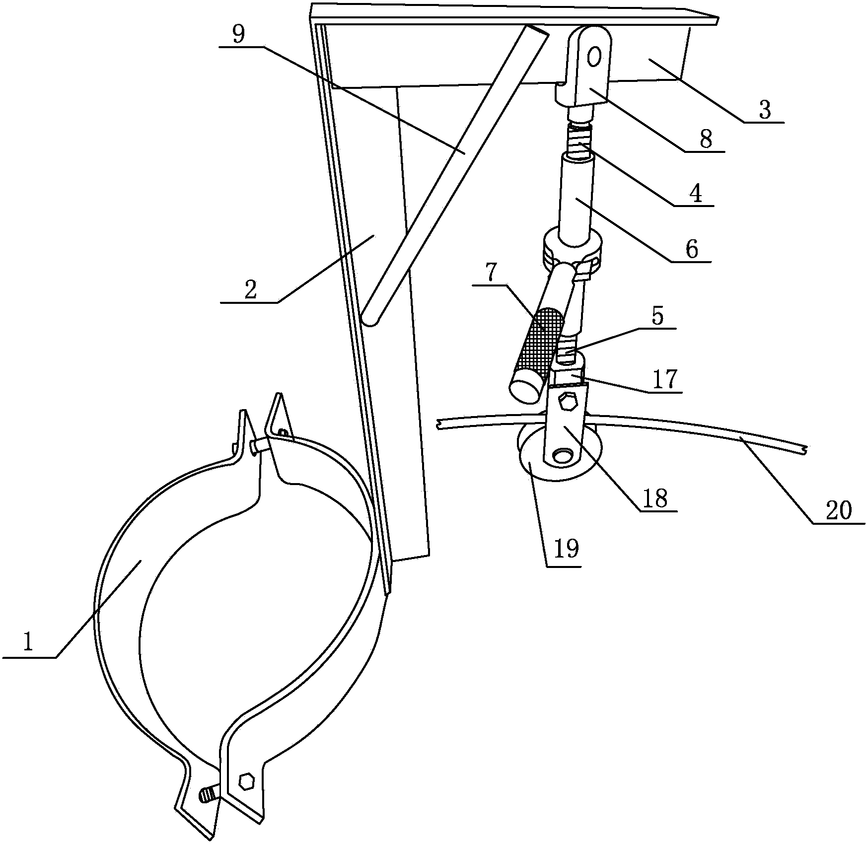 Lifting device for lifting overhead ground wire on straight concrete pole