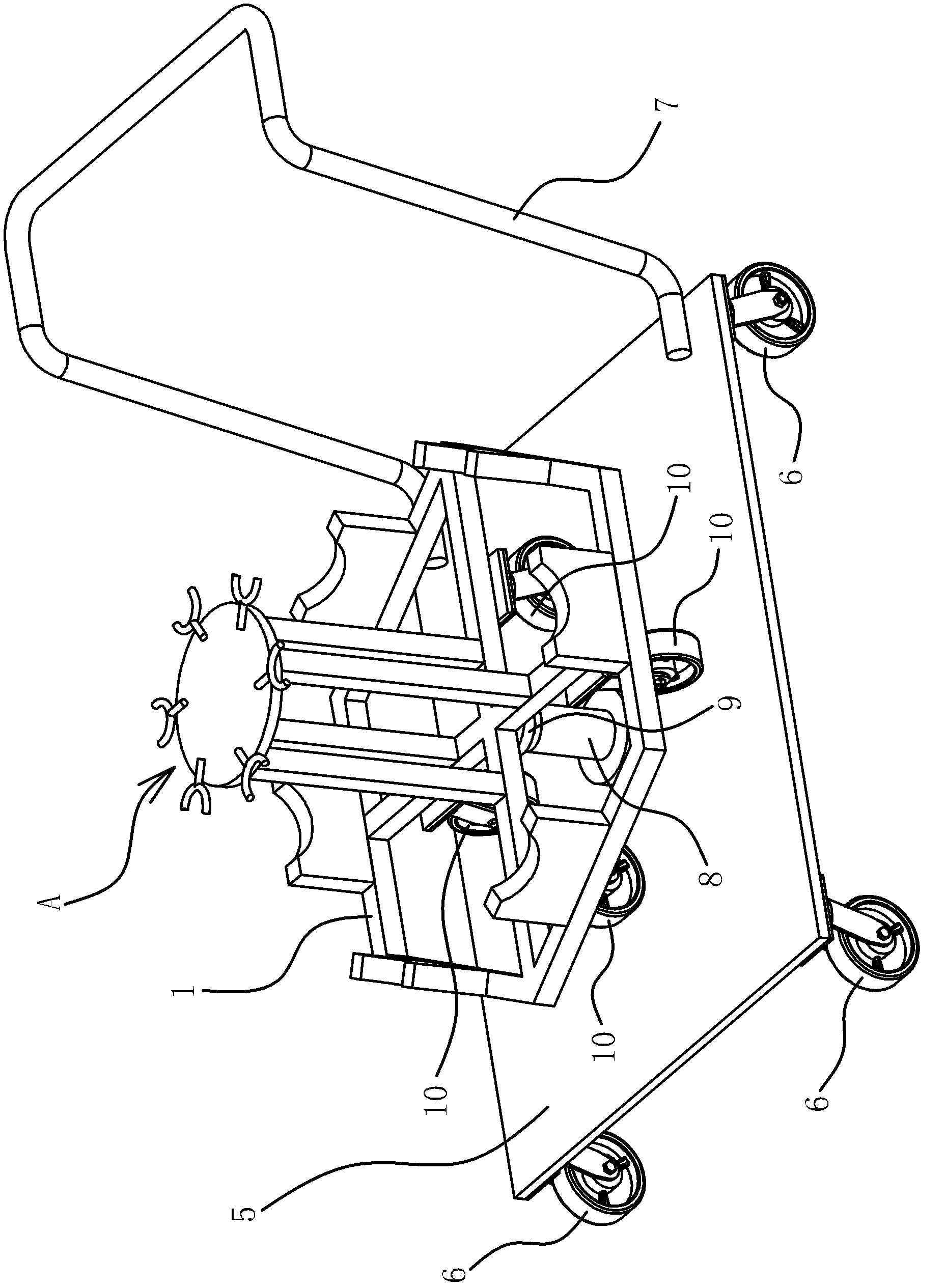 Supporting device of brake with shock absorber assembly and trolley with supporting device