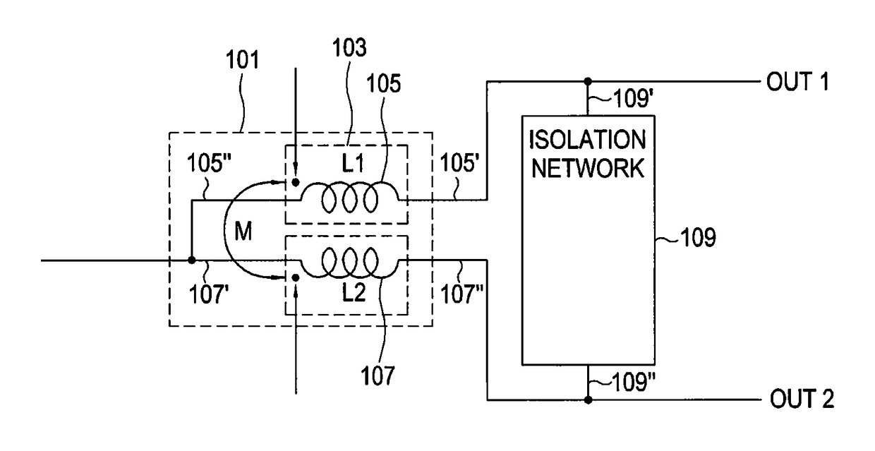 Power combiner/divider using mutual inductance