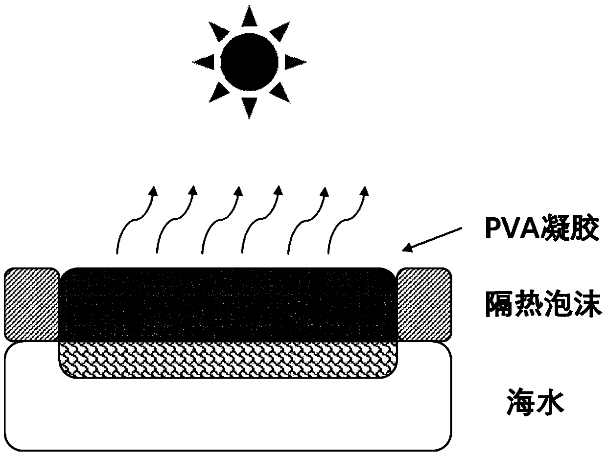 PVA hydrogel-based photo-thermal evaporation material and preparation and application thereof