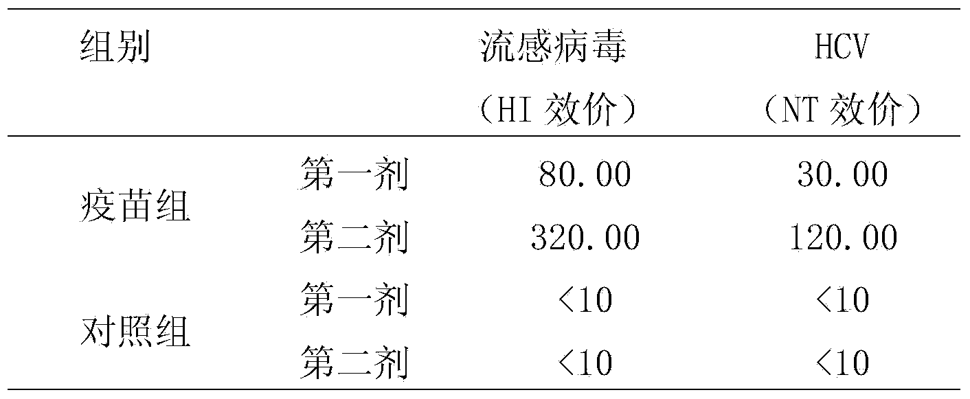 Chimeric HCV (hepatitis C virus) vaccine taking influenza virus as carrier and preparation method thereof