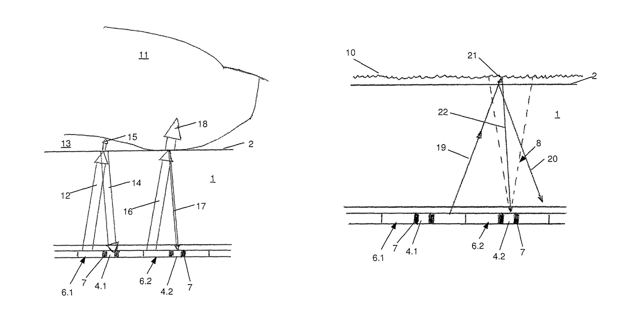 Method for optically detecting a fingerprint or an object, and device with at least one screen