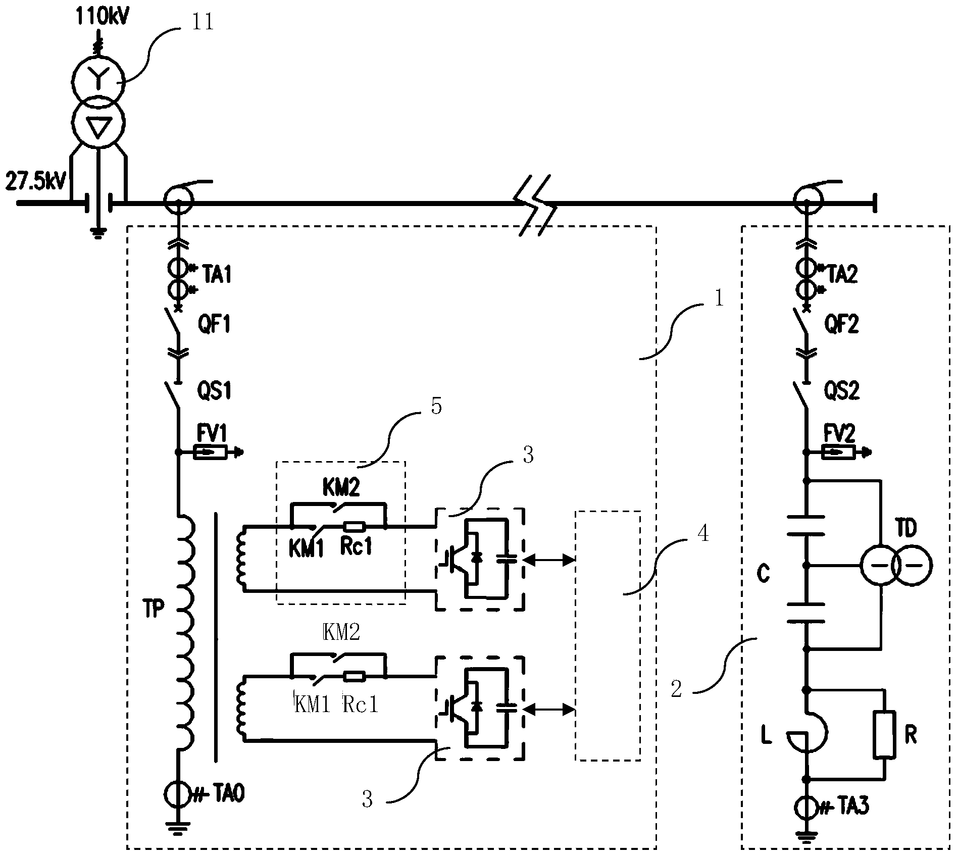 Power quality integrated management device of electrified railway traction supply network