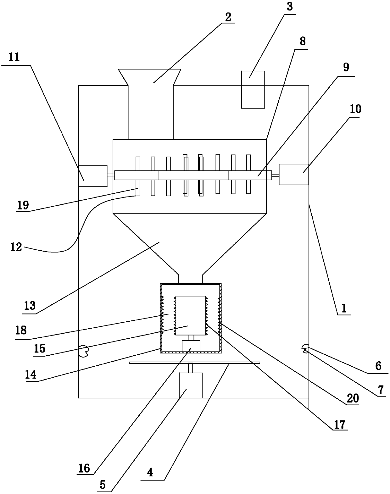 Activated carbon crushing device with drying function