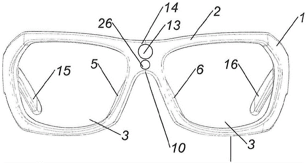 Spectacles and method for determining the centre of the pupil of both of the wearer's eyes