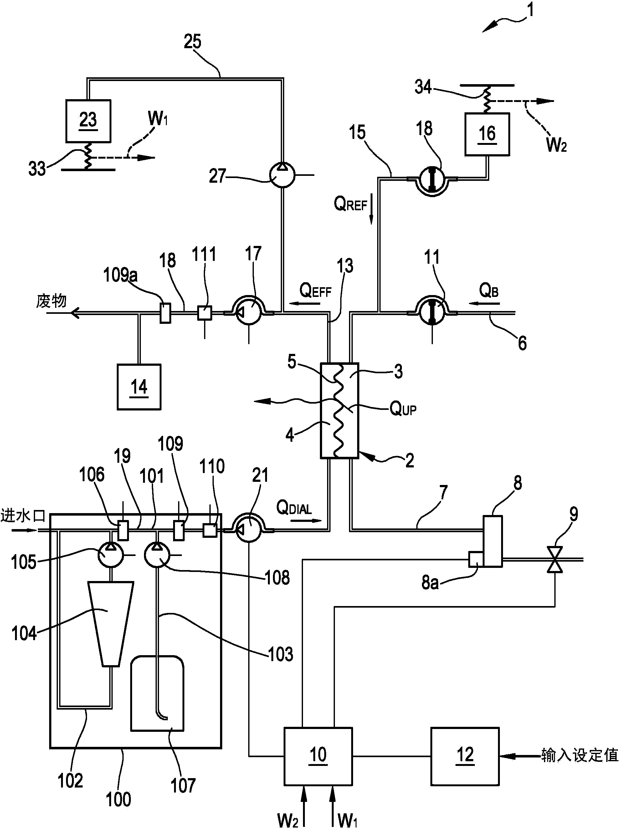 Apparatus for determining a parameter indicative of the progress of an extracorporeal blood treatment