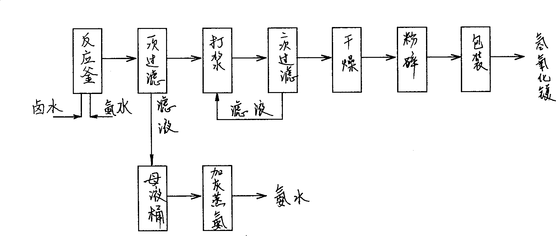 One-step process of producing magnesium hydroxide