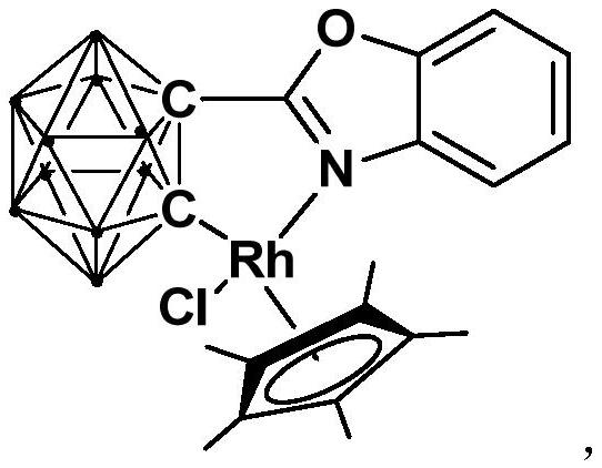 Half-sandwich rhodium complex with ortho-position carborane benzoxazole structure as well as preparation method and application of half-sandwich rhodium complex