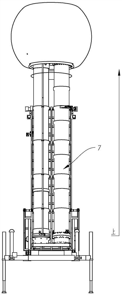 Air cushion type buffer device, extra-high voltage generator and vertical lifting method