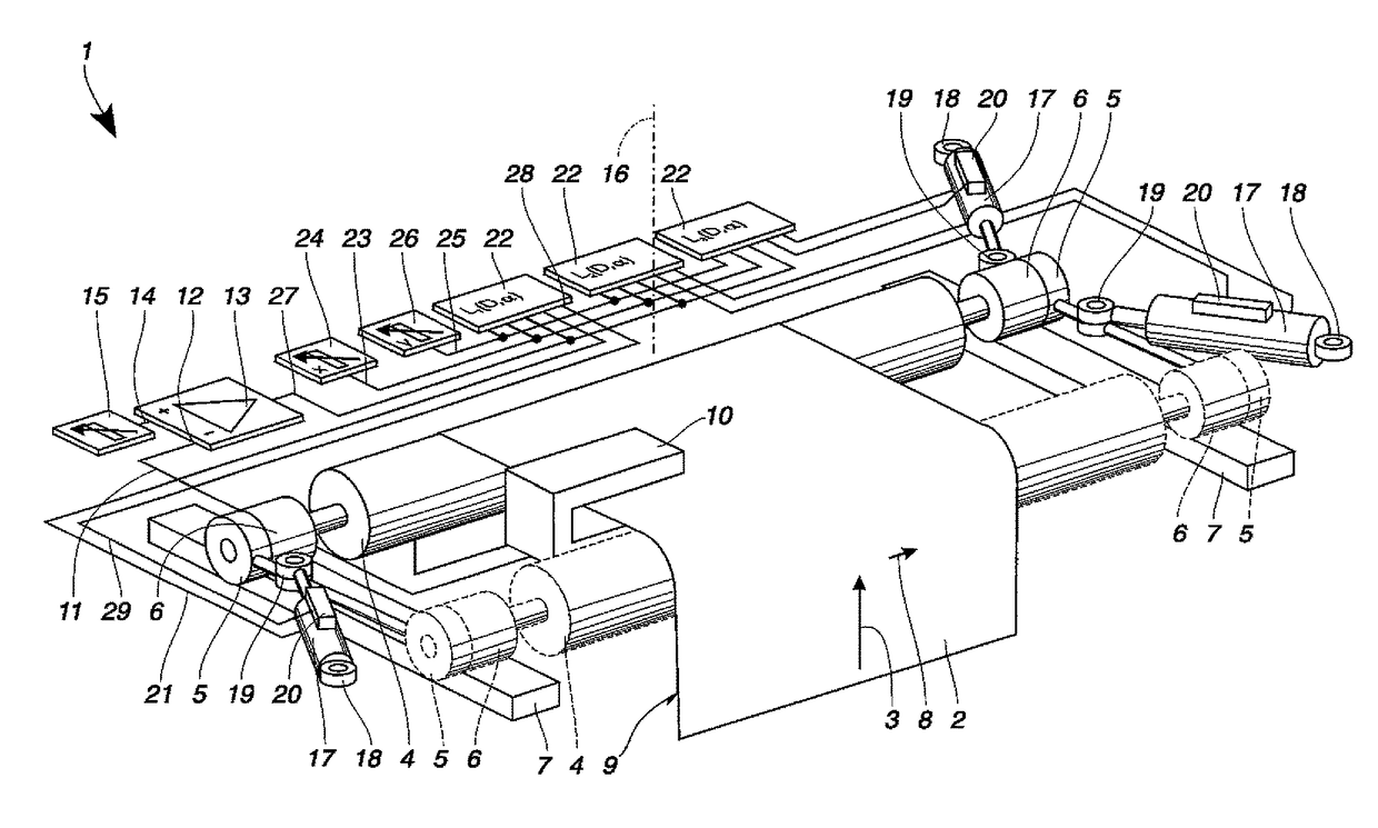 Apparatus for influencing a running material web