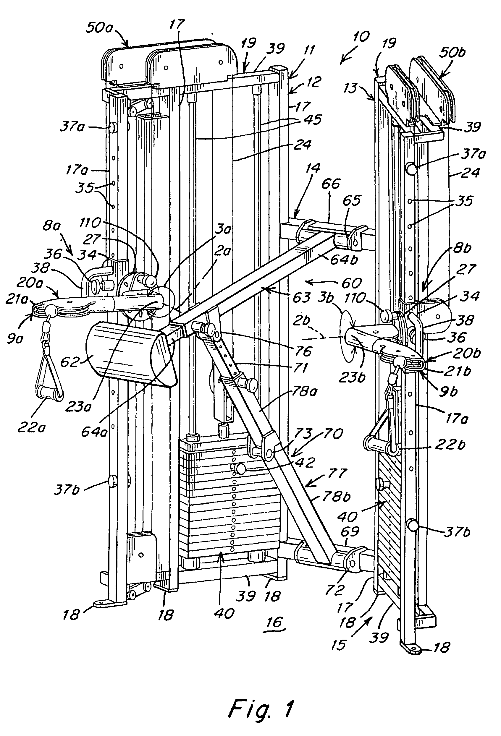 Adjustable assembly for exercise apparatus