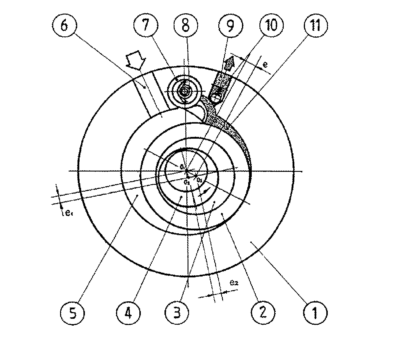Rotation device and rotor compressor and fluid motor having the same