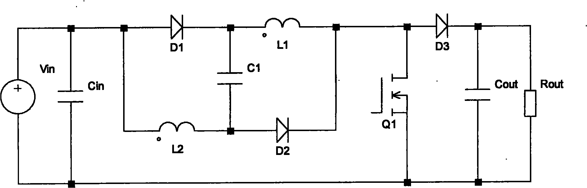 High-gain boost converter with inductance-capacitance switching network