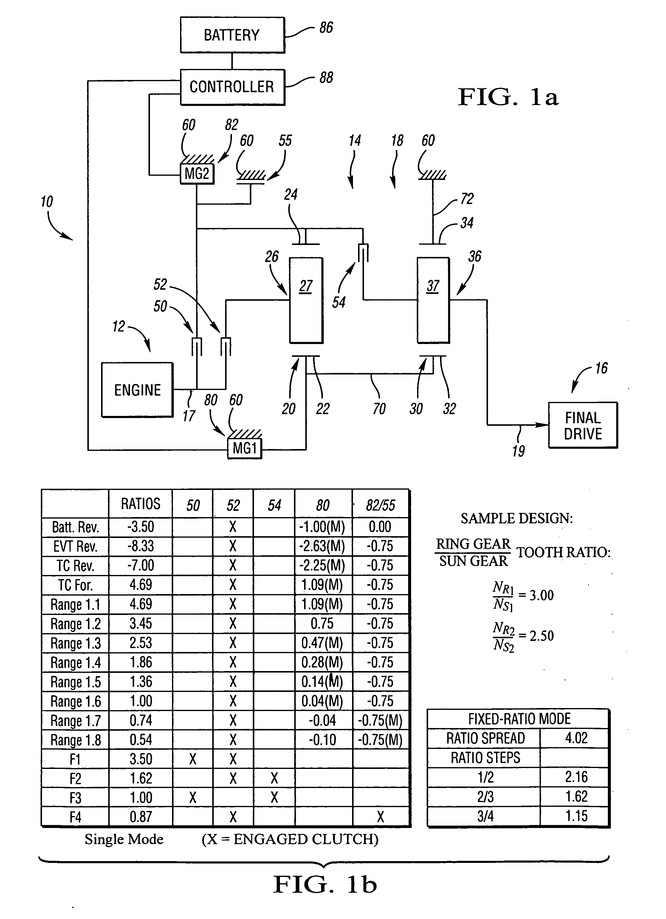 Electrically variable transmission having two planetary gear sets with one fixed interconnection and a stationary member
