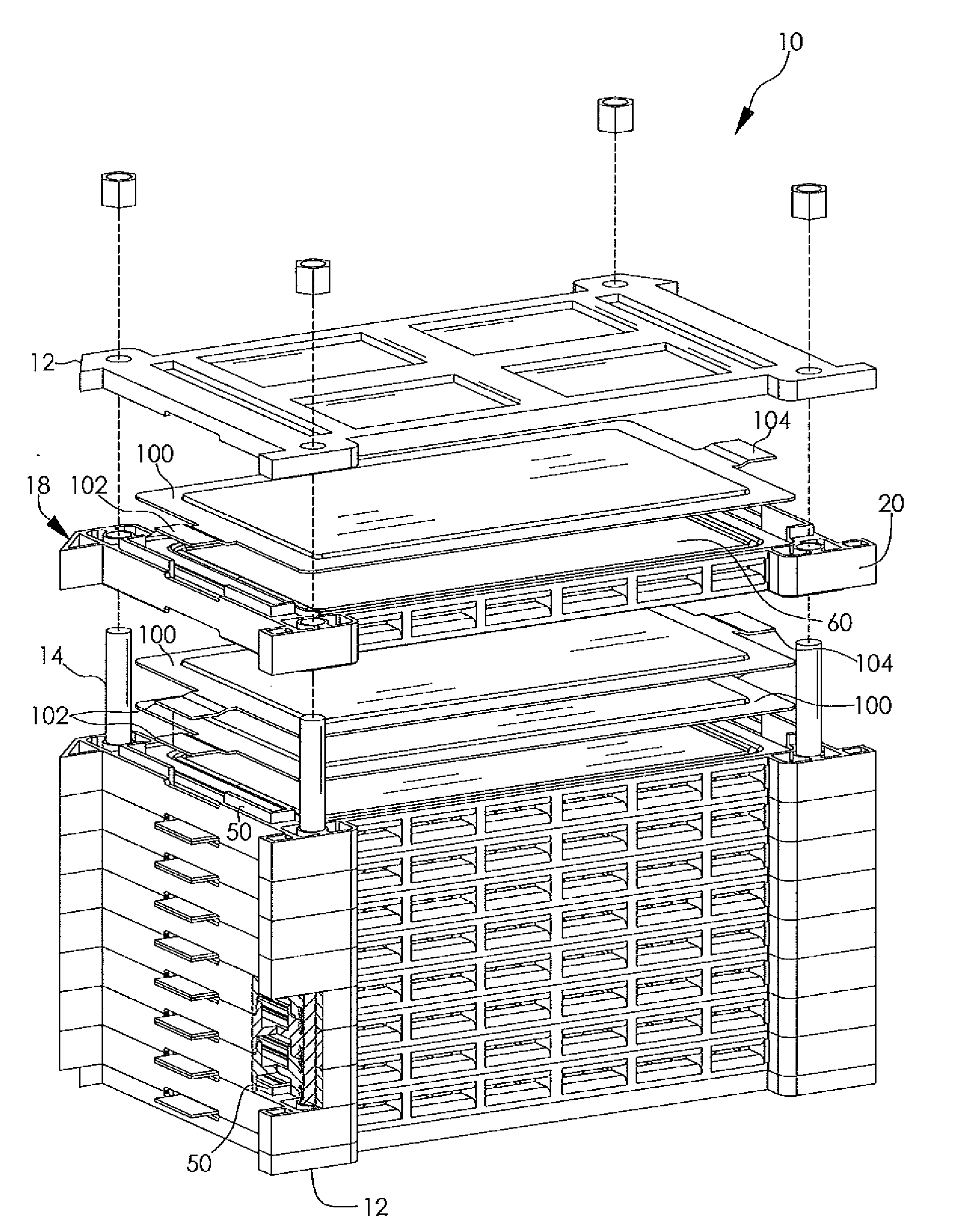 Corrugated fin and frame assembly for battery cooling