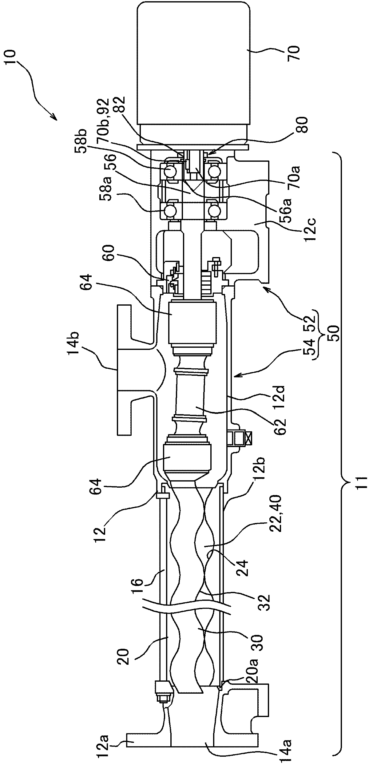 Buffering member, shaft coupled structure, and a uniaxial eccentric screw pump
