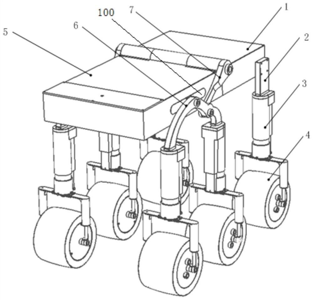 Foldable six-wheel lunar probe vehicle moving system
