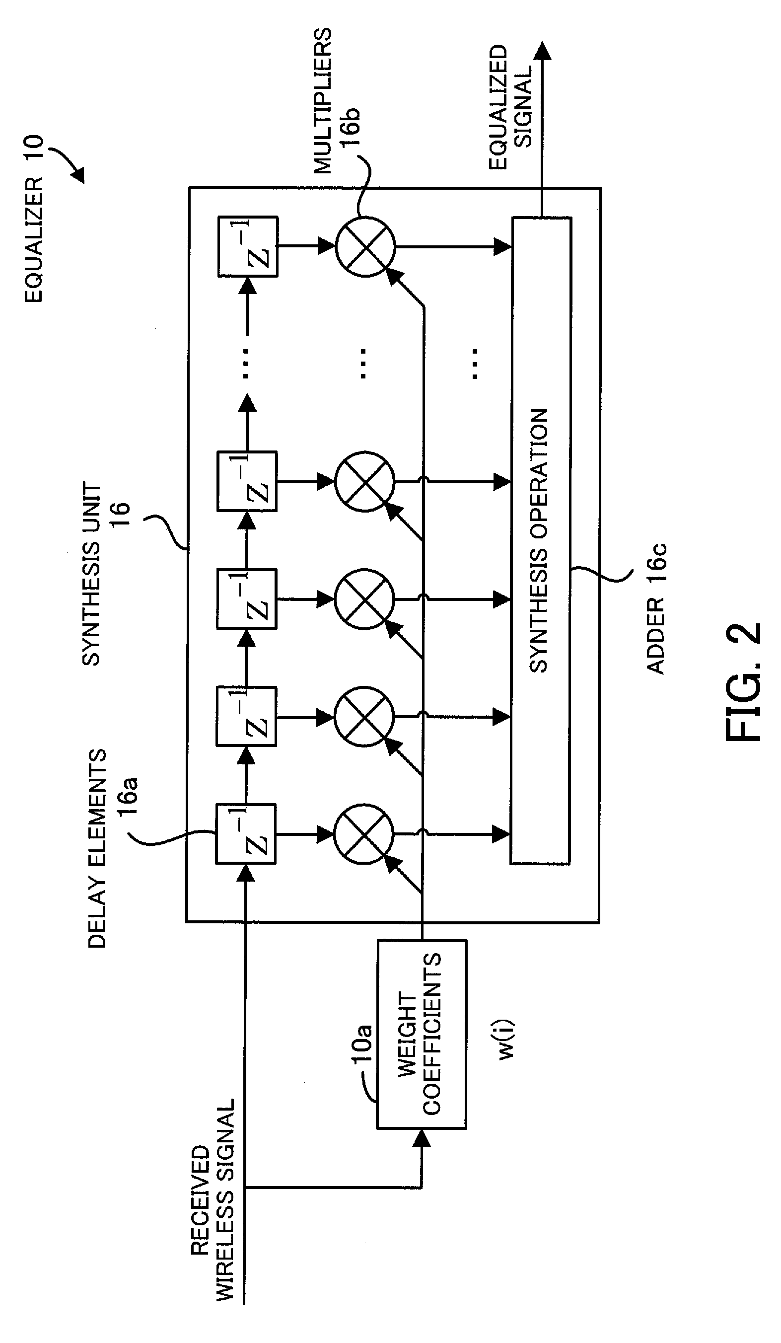 Wireless Communication Device, Equalizer, Computer-Readable Medium Storing Program for Obtaining Weight Coefficients in the Equalizer, and Process for Obtaining Weight Coefficients in the Equalizer