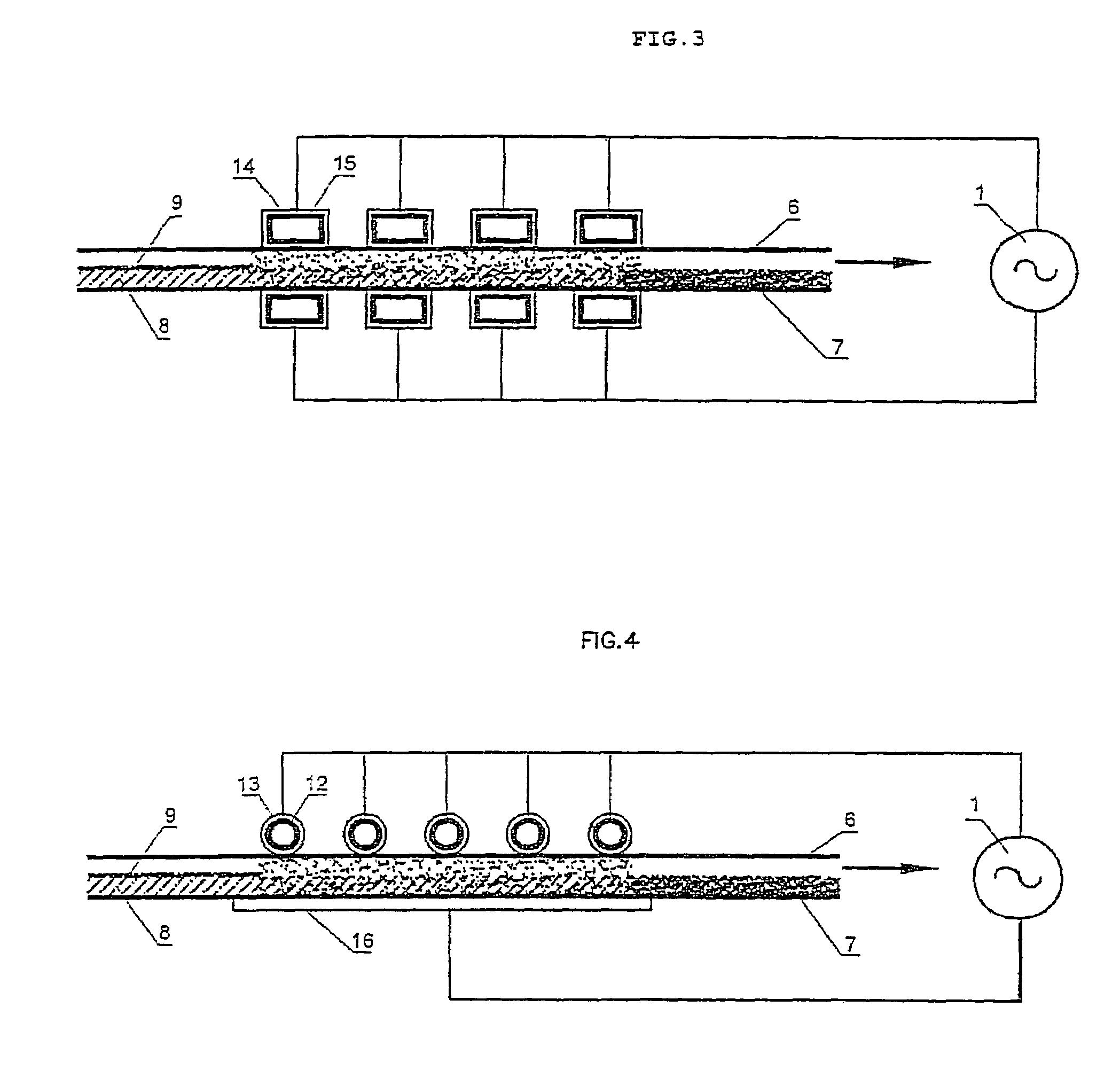 Process for impregnating a fibrous, filamentary and/or porous network with powder using electrodes subjected to an AC electric field