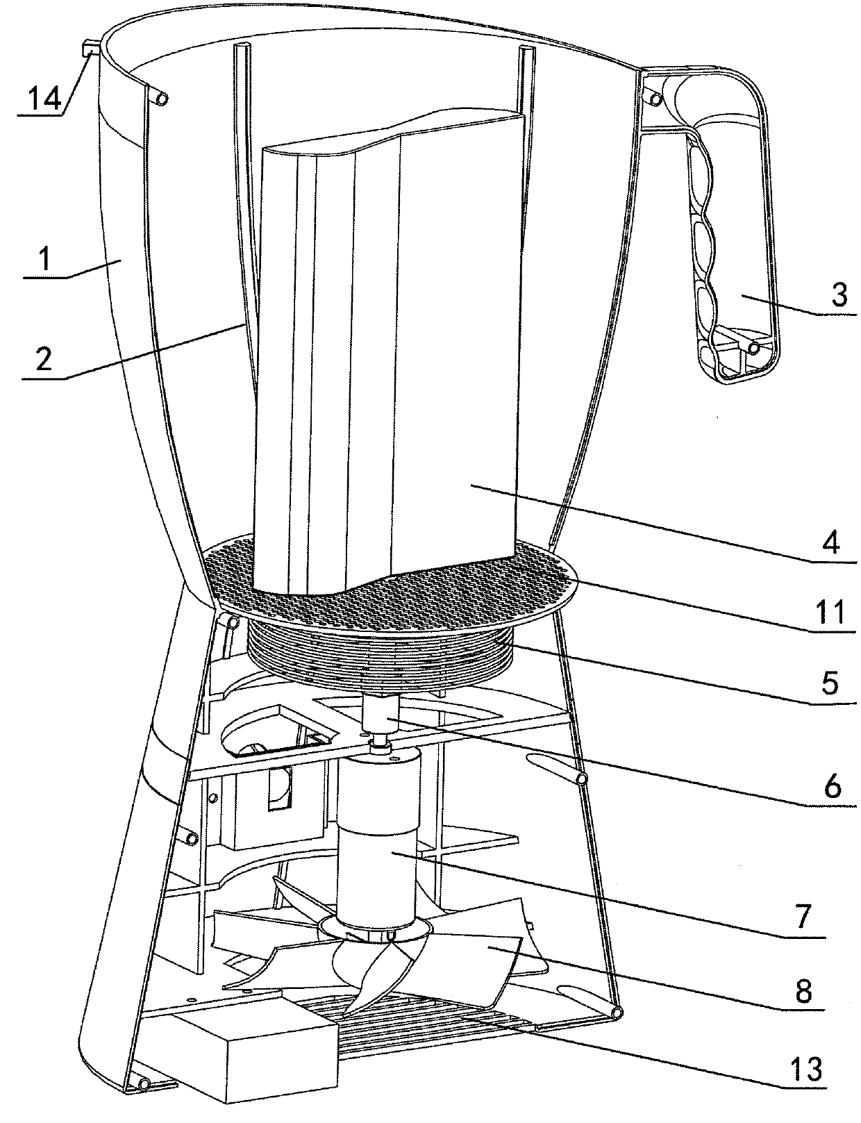 A garlic processing device integrating peeling, slicing and crushing garlic