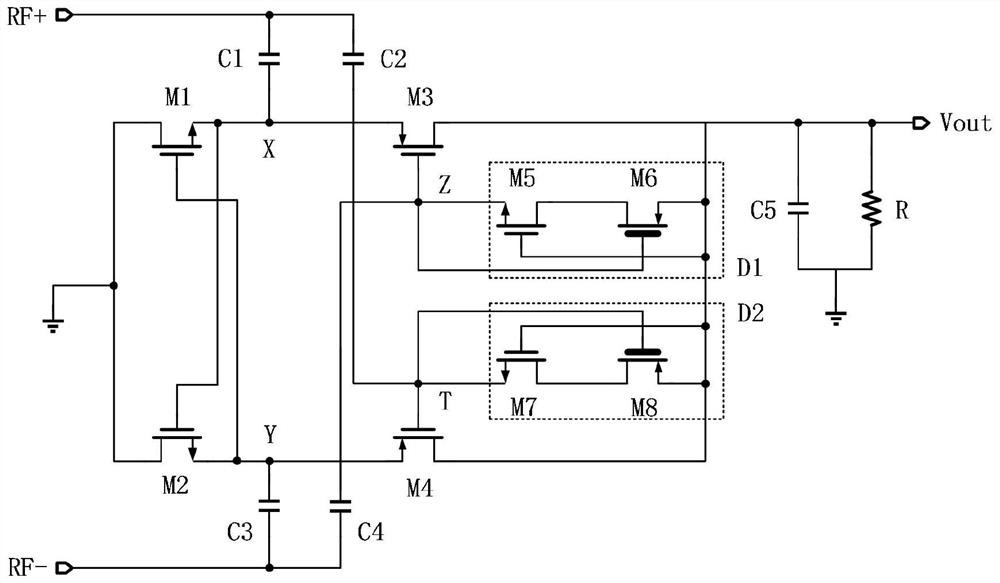 Self-biased differential drive rectifier circuit with wide dynamic range