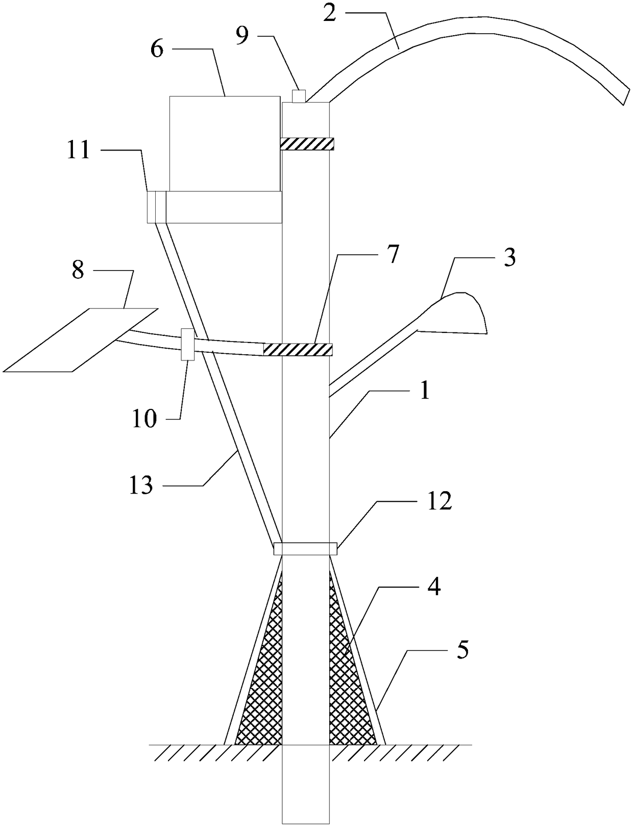 Communication base station device integrated with multifunctional street light pole