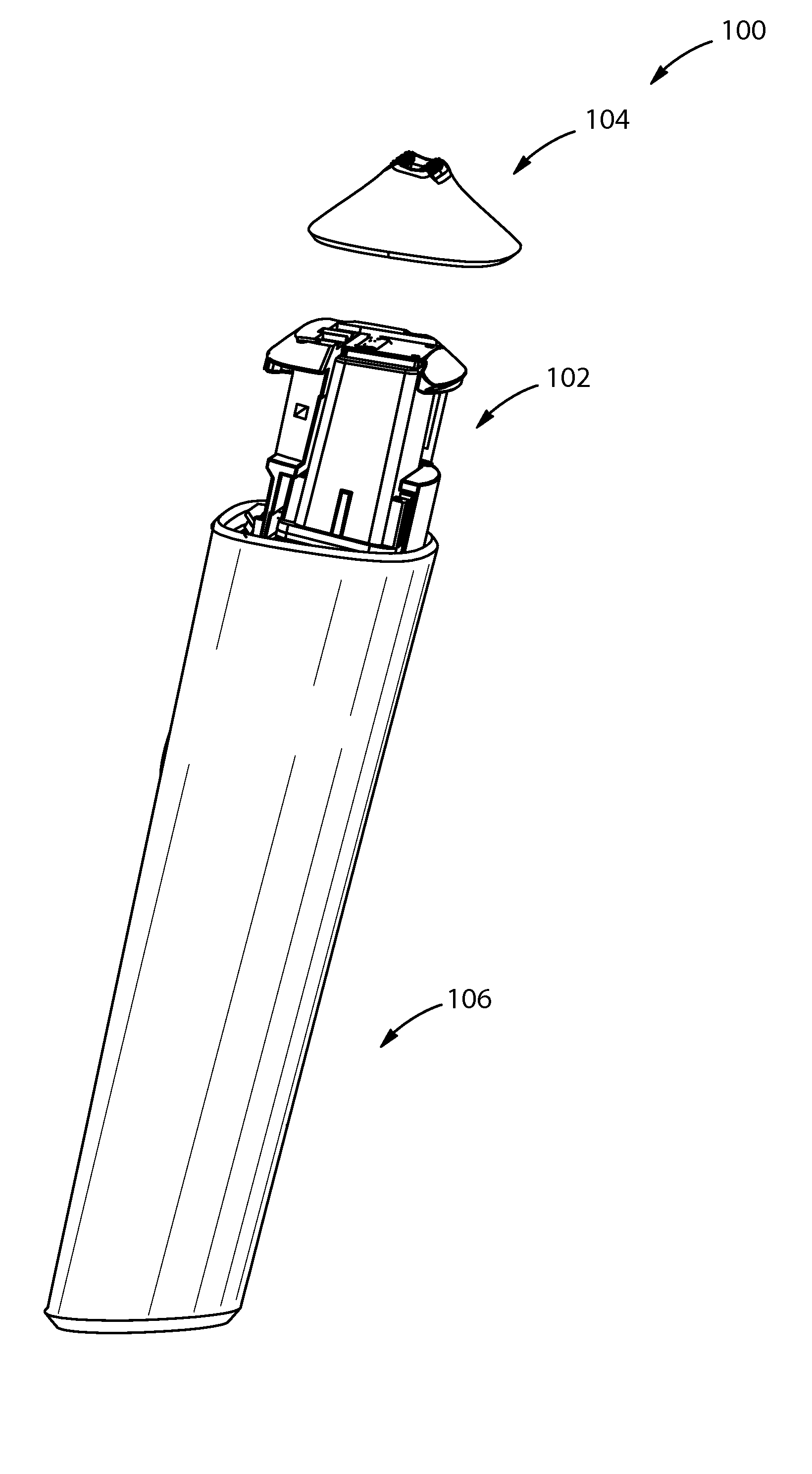 Angled cartridge assembly for a dispensing device