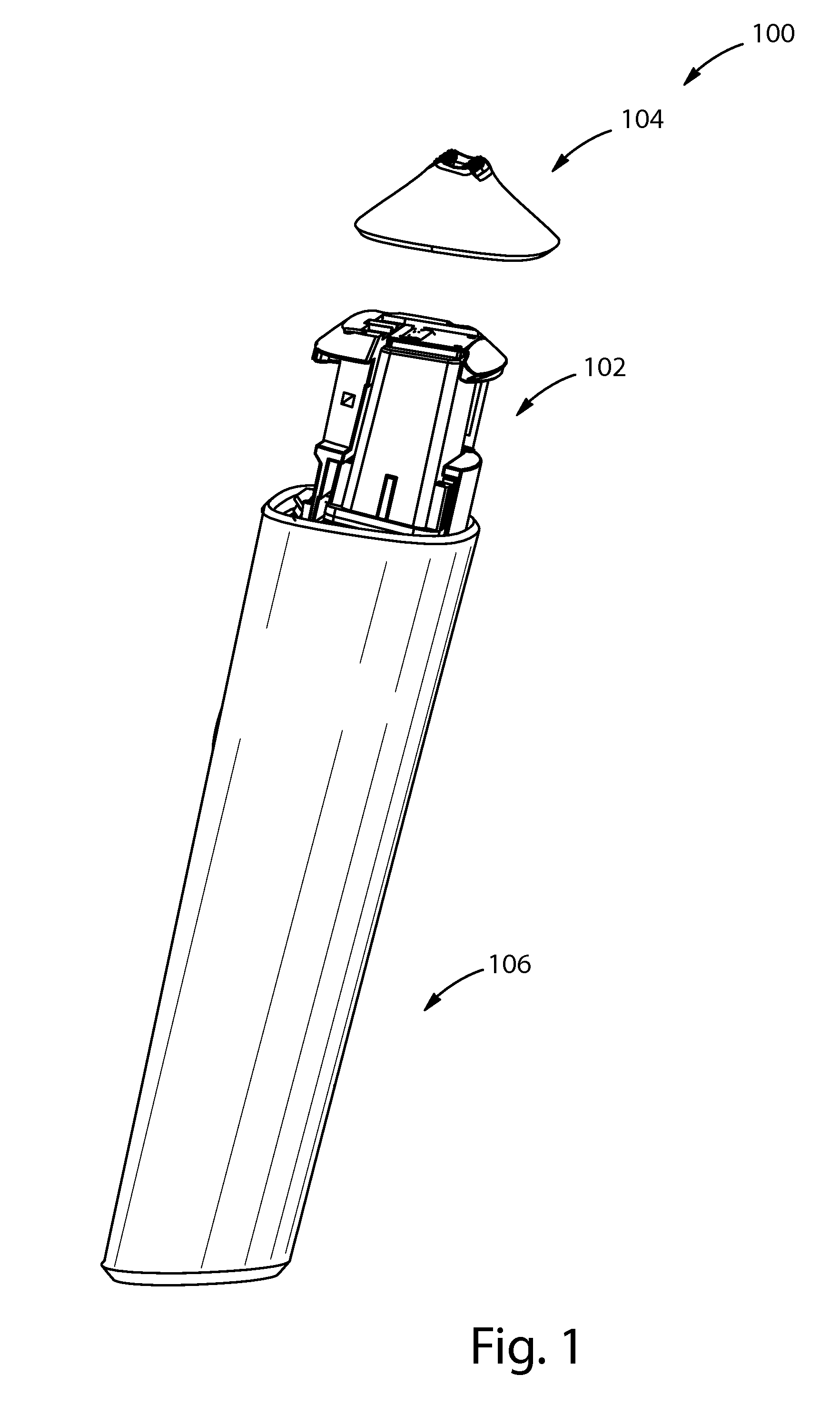 Angled cartridge assembly for a dispensing device