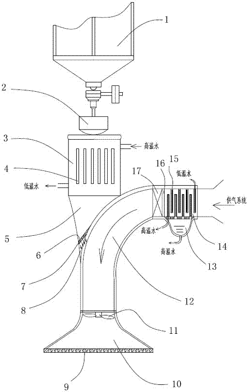 A glass powder spraying machine