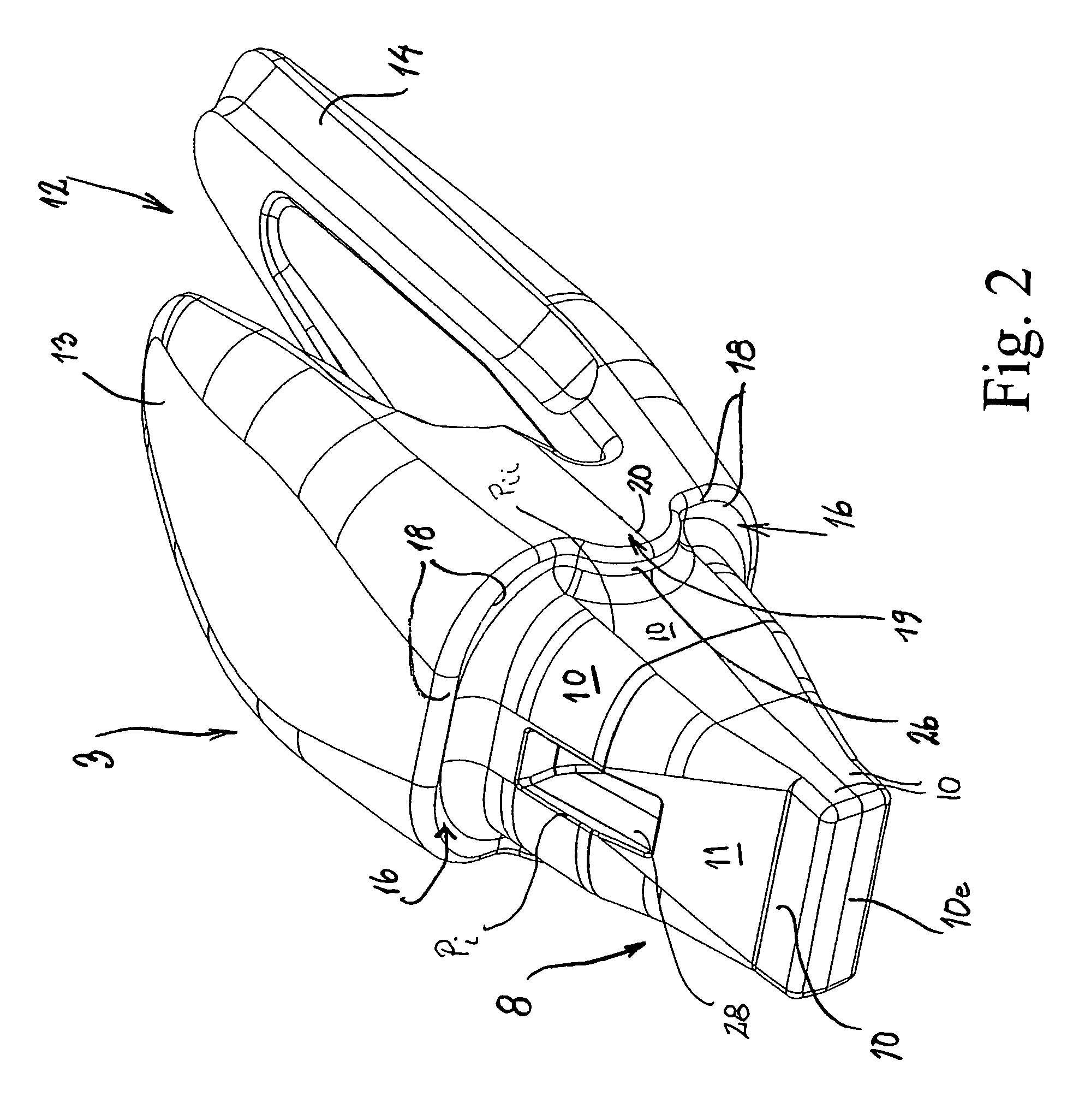 Wearing parts system for detachable fitting of wearing parts for the tool of a cultivating machine