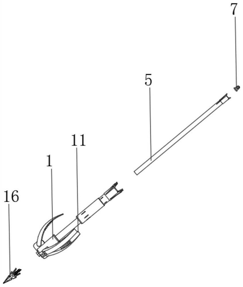 Long-distance positioning rope hook claw capable of being dissembled and assembled
