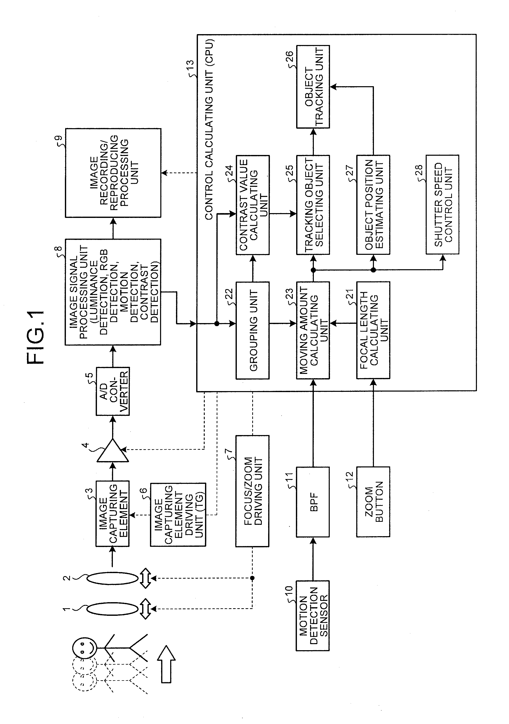 Image capturing apparatus, method of detecting tracking object, and computer program product