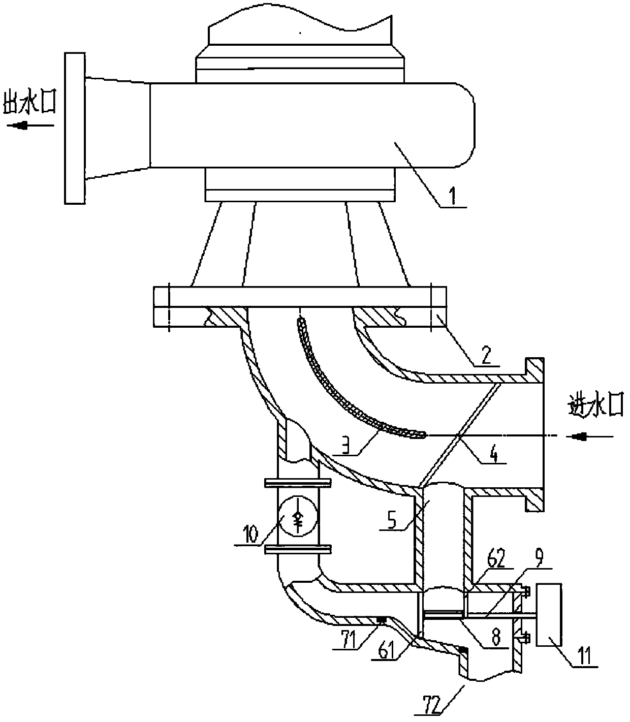 Blow-down pump novel flushing anti-blocking water inlet pipeline with control function