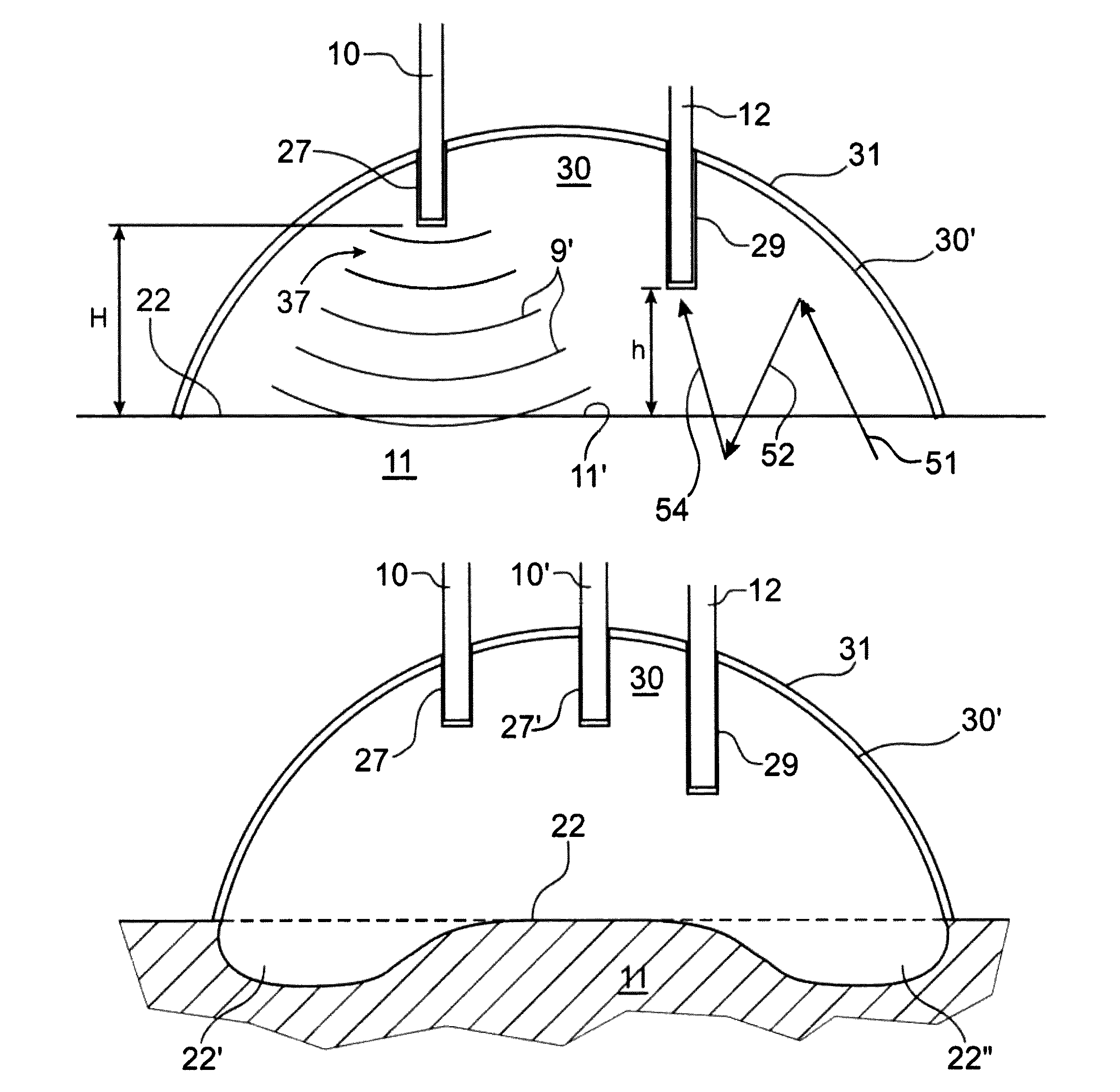 Method and device for diffuse excitation in imaging