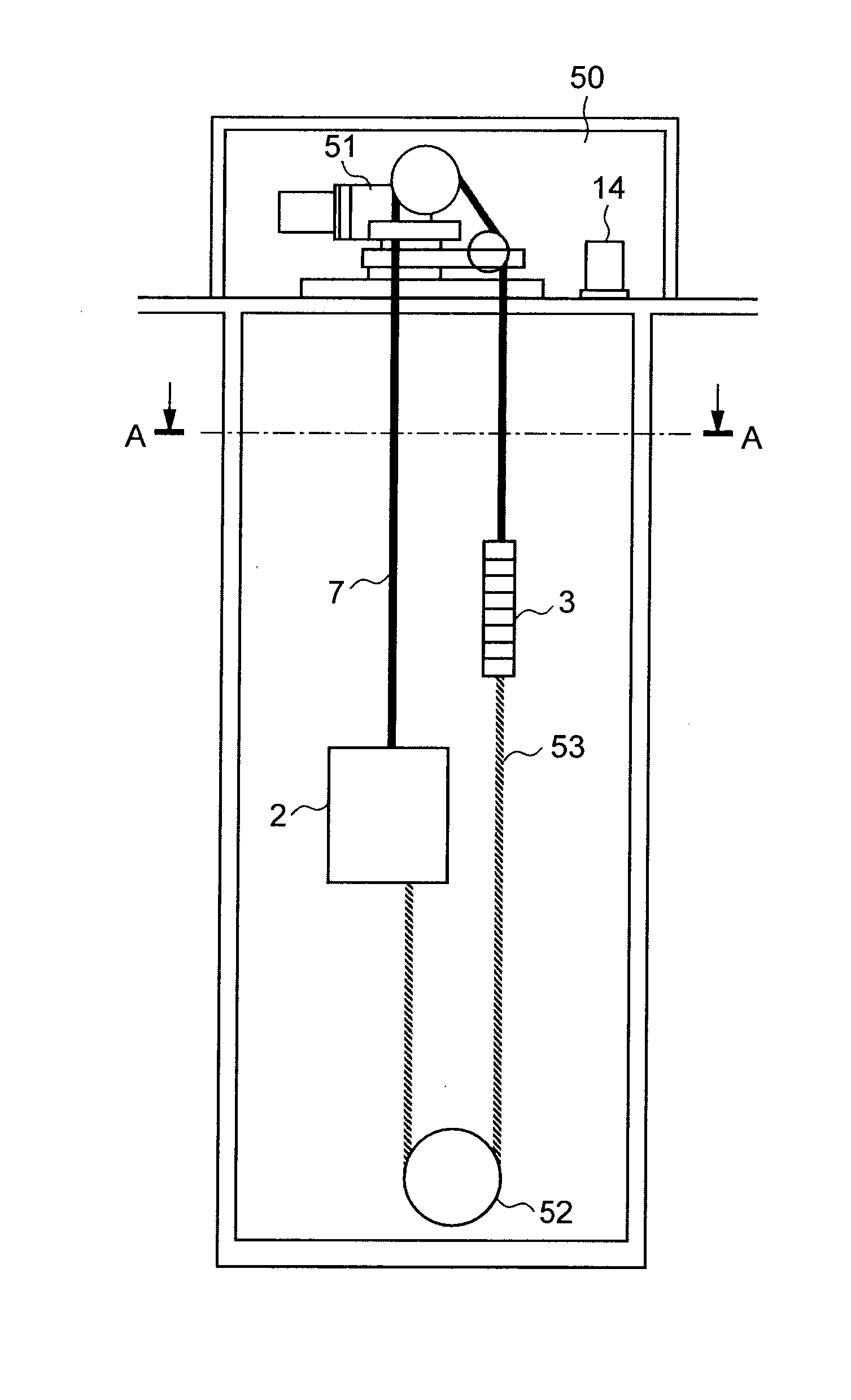 Elevator rope sway detection device