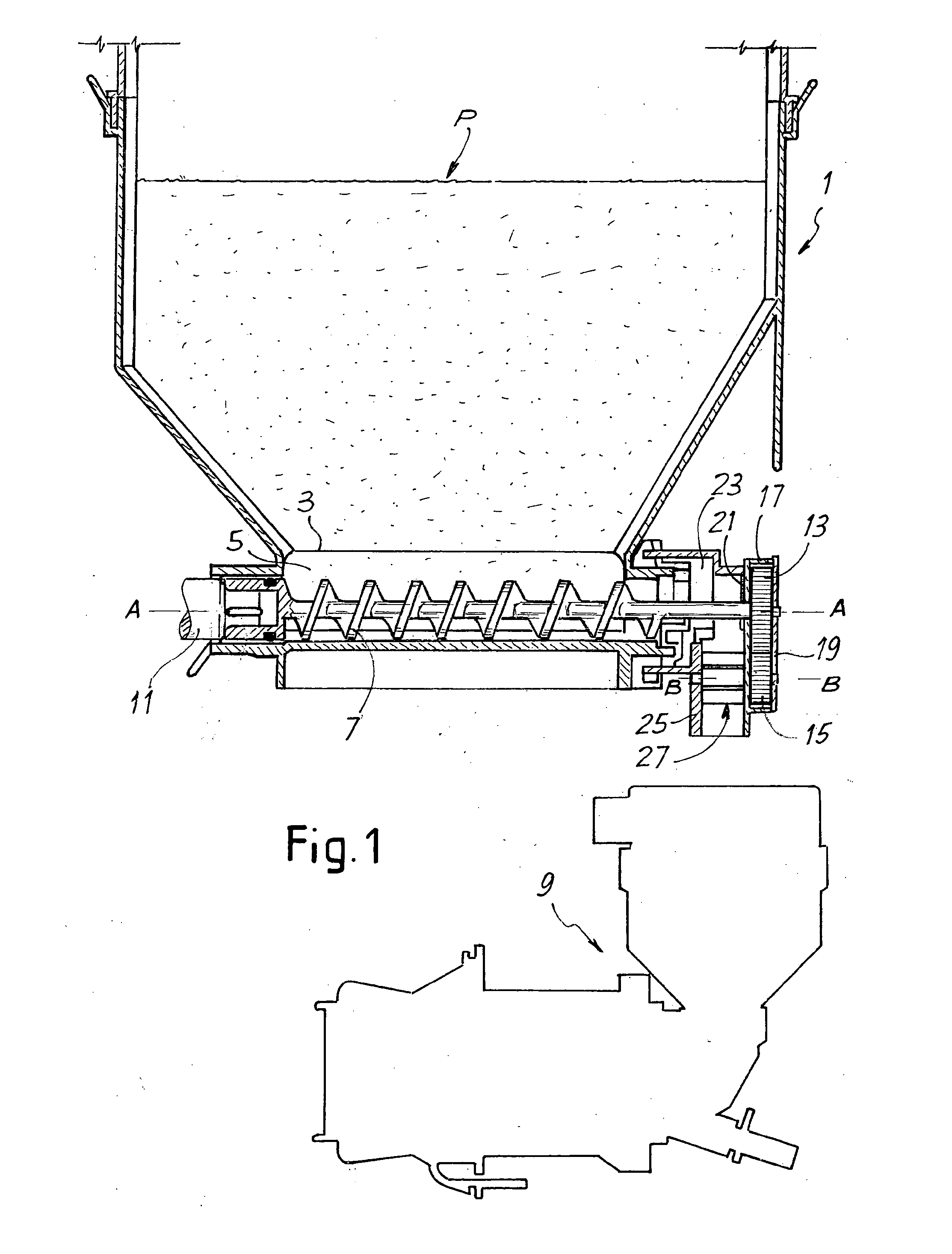Dispensing device for loose products for the preparation of beverages, and machine containing said dispensing device